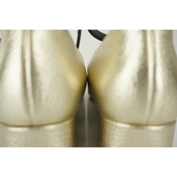 Saint Laurent Gold Leather Babies Ankle Strap Pumps Size 39.5 NIB YSL - Picture 8 of 12
